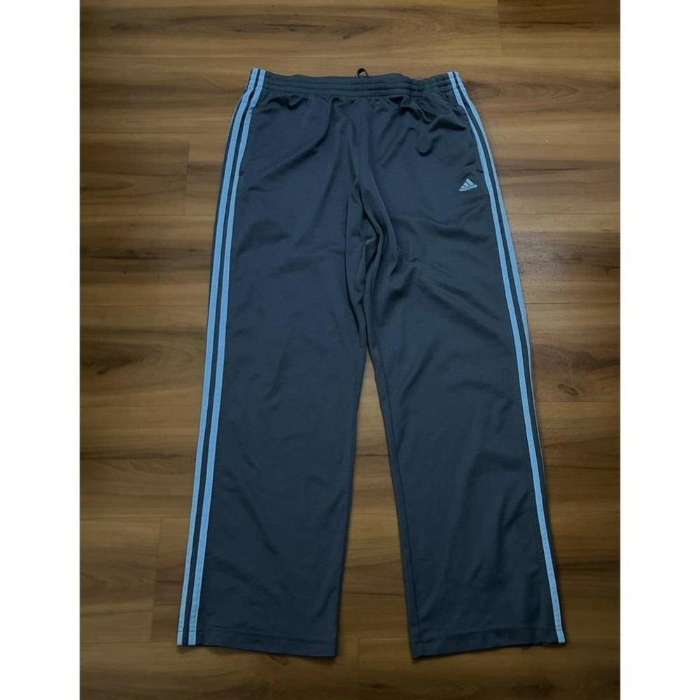 adidas Gray Sweatpants with Light Blue Stripes